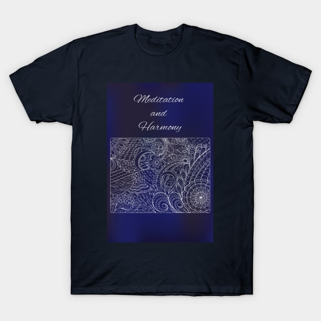 harmony white pattern on dark blue gradient T-Shirt by Alina